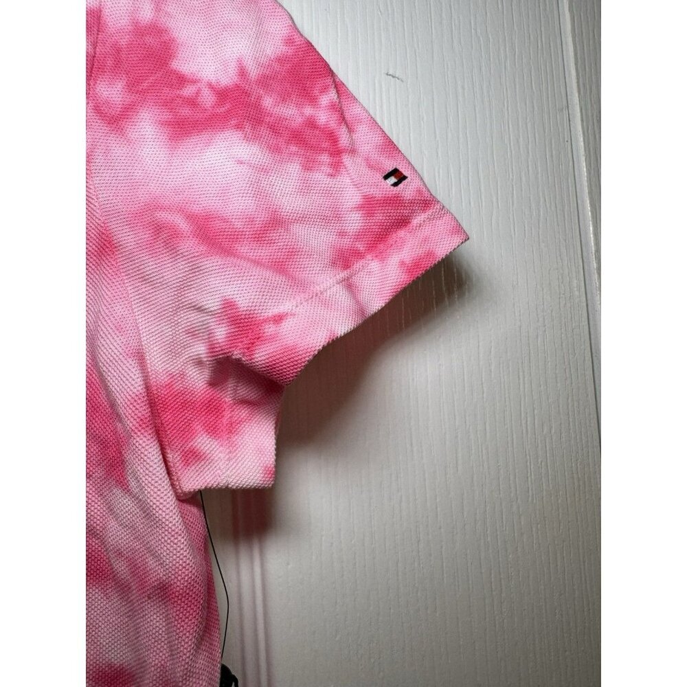 Tommy Hilfiger Pink Tie Dye Polo Dress Lace Up Cotton Size Medium NWT - Picture 6 of 11